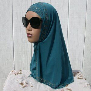 1 pc Instant Slip On Mona Style Hijab Teal Blue